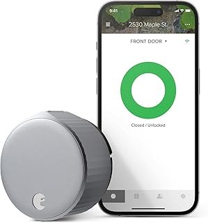 August Home, Silver Wi-Fi Connected Smart Keyless Entry Door Lock, Electronic Door Lock Fits Your Existing Deadbolt in Minutes, ‎ ‎AUG-SL05-M01-S01